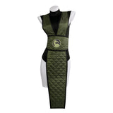 Mortal Kombat Reptile Gender-swapped Women Green Qipao Cosplay Costume Halloween Carnival Party Suit