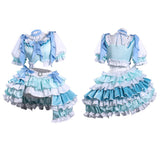 Puella Magi Madoka Magica Miki Sayaka Cosplay Blue Dress For Halloween Carnival Party Suit 