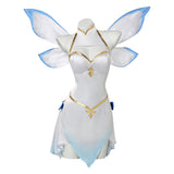 Ram Women White Dress with Wings Cosplay Costume Halloween Carnival Party Suit