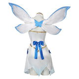 Ram Women White Dress with Wings Cosplay Costume Halloween Carnival Party Suit