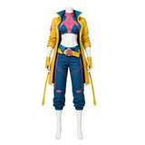Rivals Jubilee Women Blue Outfit with Yellow Coat Cosplay Costume Halloween Carnival Party Suit