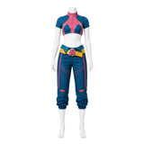 Rivals Jubilee Women Blue Outfit with Yellow Coat Cosplay Costume Halloween Carnival Party Suit