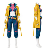 Rivals Jubilee Women Blue Outfit with Yellow Coat Cosplay Costume Halloween Carnival Party Suit