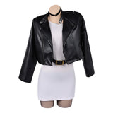 Smoking Behind the Supermarket with You Tayama Black Leather Jacket Set Cosplay Costume Halloween Carnival Party Suit