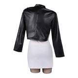 Smoking Behind the Supermarket with You Tayama Black Leather Jacket Set Cosplay Costume Halloween Carnival Party Suit