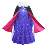 Kid Princess Snow Costume Evil Queen Cosplay Blue Dress For Girls Children Halloween Carnival Suit