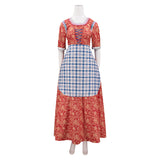 Princess Snow Cosplay Costume Red Flower Printed Dress For Adult Female Halloween Carnival Suit