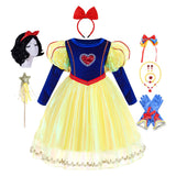 Princess Snow Kids Cosplay Costume Yellow Dress Fantasia Halloween Carnival Party Disguise Suit