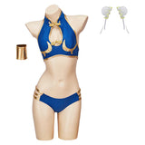Street Fighter Chun Li Original Blue BIKINIS wimsuit Swimwear Cosplay Costume Outfits