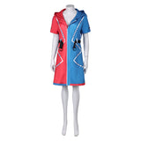 Suicide Squad Kill The Justice League Harley Quinn Blue Red Coat Cosplay Costume Outfits Halloween Carnival Suit