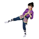 Super Mario Bros Princess Peach Game Character Kids Children Purple Martial Arts Suit Cosplay Costume Outfits