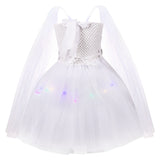 SW Princess Leia White Mesh Dress with Lights Kids Children Cosplay Costume Outfits Halloween Carnival Suit