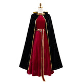 Tangled Mother Gothel Women Red Dress with Black Cape Cosplay Costume Halloween Carnival Party Suit