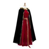 Tangled Mother Gothel Women Red Dress with Black Cape Cosplay Costume Halloween Carnival Party Suit