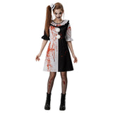 Terrifier Art The Clown Women Black and White Dress Cosplay Costume Halloween Carnival Party Suit
