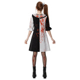 Terrifier Art The Clown Women Black and White Dress Cosplay Costume Halloween Carnival Party Suit