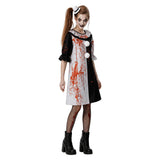 Terrifier Art The Clown Women Black and White Dress Cosplay Costume Halloween Carnival Party Suit