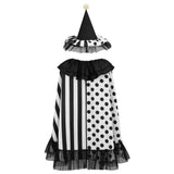 Terrifier Clown Black Hat Cloak Cosplay Costume Halloween Carnival Party Suit