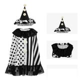 Terrifier Clown Black Hat Cloak Cosplay Costume Halloween Carnival Party Suit
