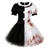 Terrifier Clown Women Black and White Dress Cosplay Costume Halloween Carnival Party Suit
