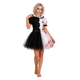Terrifier Clown Women Black and White Dress Cosplay Costume Halloween Carnival Party Suit