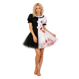 Terrifier Clown Women Black and White Dress Cosplay Costume Halloween Carnival Party Suit