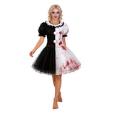 Terrifier Clown Women Black and White Dress Cosplay Costume Halloween Carnival Party Suit