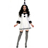 Terrifier Clown Women Black and White Outfit Cosplay Costume Halloween Carnival Party Suit