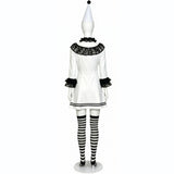 Terrifier Clown Women Black and White Outfit Cosplay Costume Halloween Carnival Party Suit