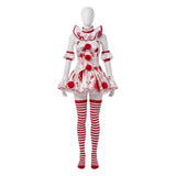 Terrifier Clown Women Red Outfit Cosplay Costume Halloween Carnival Party Suit