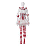 Terrifier Clown Women Red Outfit Cosplay Costume Halloween Carnival Party Suit