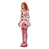 Terrifier Clown Women Red Outfit Cosplay Costume Halloween Carnival Party Suit