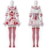 Terrifier Clown Women Red Outfit Cosplay Costume Halloween Carnival Party Suit