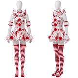 Terrifier Clown Women Red Outfit Cosplay Costume Halloween Carnival Party Suit