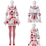 Terrifier Clown Women Red Outfit Cosplay Costume Halloween Carnival Party Suit