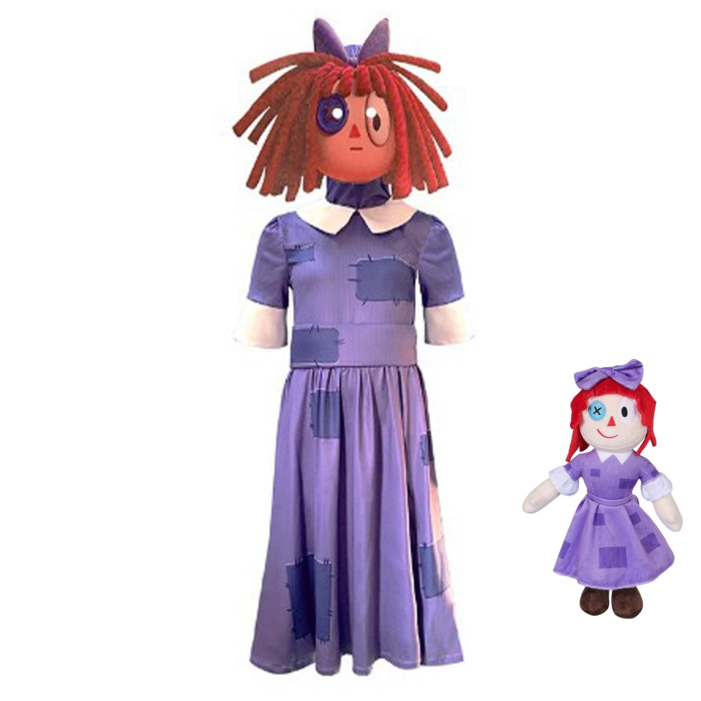 The Amazing Digital Circus Ragatha Kids Children Cosplay Costume Purple Dress Halloween Carnival Suit