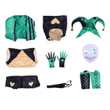 The Freak Circus Harlequin Green Outfit Cosplay Costume Halloween Carnival Party Suit
