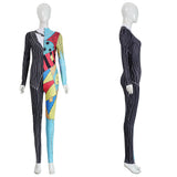 The Nightmare Before Christmas Sally Women Colorful Patchwork Jumpsuit Cosplay Costume Halloween Carnival Party Suit