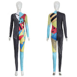 The Nightmare Before Christmas Sally Women Colorful Patchwork Jumpsuit Cosplay Costume Halloween Carnival Party Suit