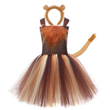 The Wizard of OZ Cowardly Lion Childrenswear Kids Children Girls Brown Dress Cosplay Costume Outfits