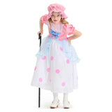 Toy Story Bo Peep Kids Children Girls Pink Polka Dot Dress Cosplay Costume Outfits Halloween Carnival Suit