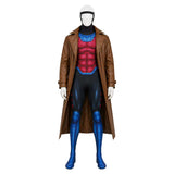 X-Men ‘97 Gambit Black Jumpsuit with Brown Trench Coat Cosplay Costume Halloween Carnival Party Suit