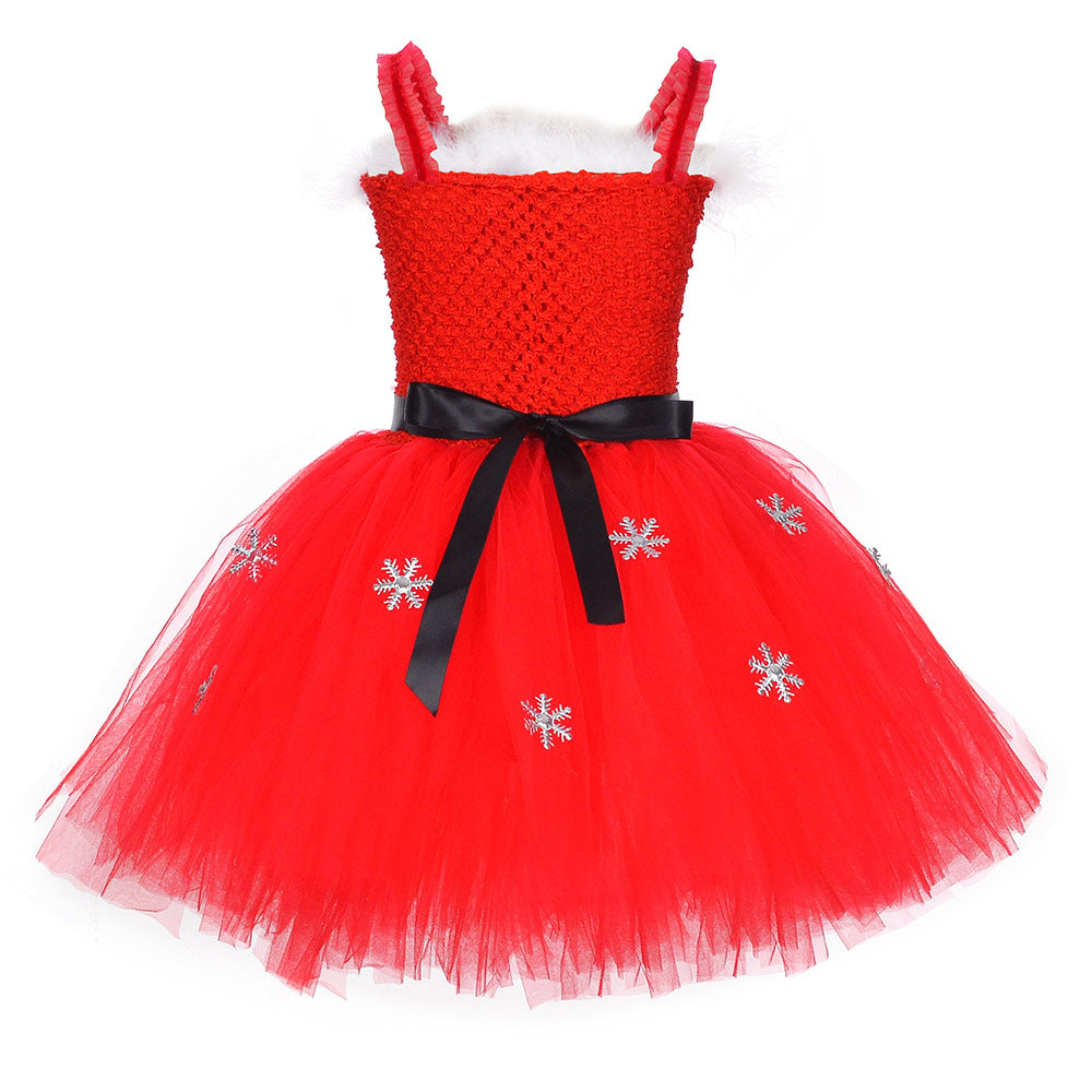 Kids Children Christmas Cosplay Costume Red Dress Outfits Halloween Carnival Suit