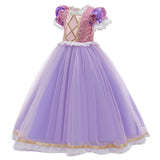 Kids Girls Tangled Rapunzel Cosplay Dress Costume Halloween Carnival Suit