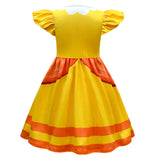 The Super Mario Bros peach Cosplay Costume Kids Girls Dress Outfits Halloween Carnival Party Disguise Suit