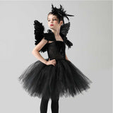 Kids Girls Black Swan  Cosplay Costume Dress  Outfits Halloween Carnival Party Suit