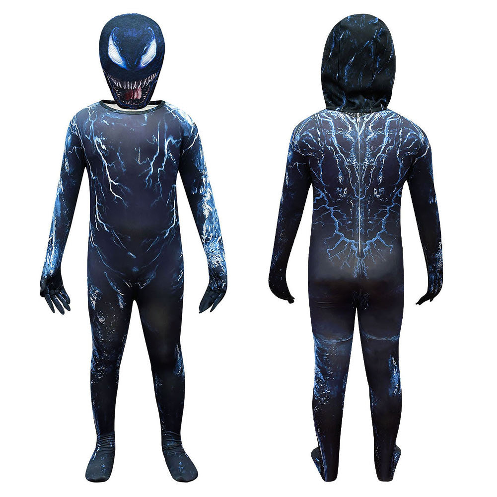 Kids Children Venom Cosplay Costume Black Jumpsuit Mask Outfits Halloween Carnival Suit