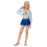 Kids Children Frozen Anna Swimsuit Cosplay Costume Jumpsuit Swimwear Halloween Carnival Suit