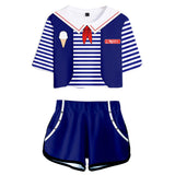 Stranger Things Season 3 Robin Cosplay Costume 3D Print Crop Top T-shirt Shorts Set