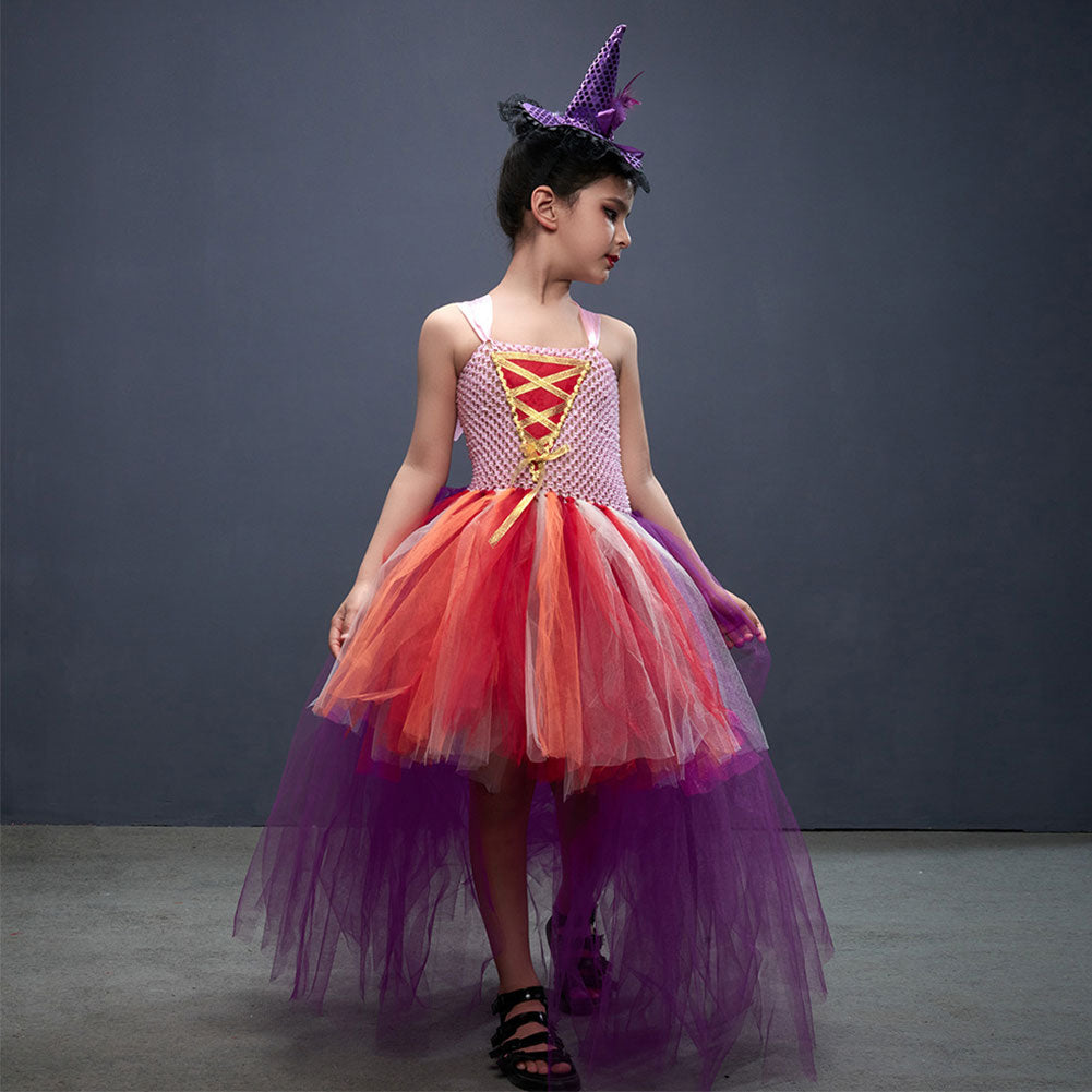 Kids Girls  Hocus Pocus Sarah Sanderson Cosplay Costume Dress Headband Outfits Halloween Carnival Suit